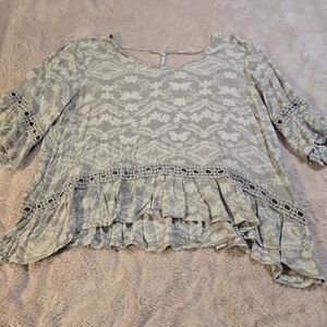 Maurices Floral Patterned Gray Blouse